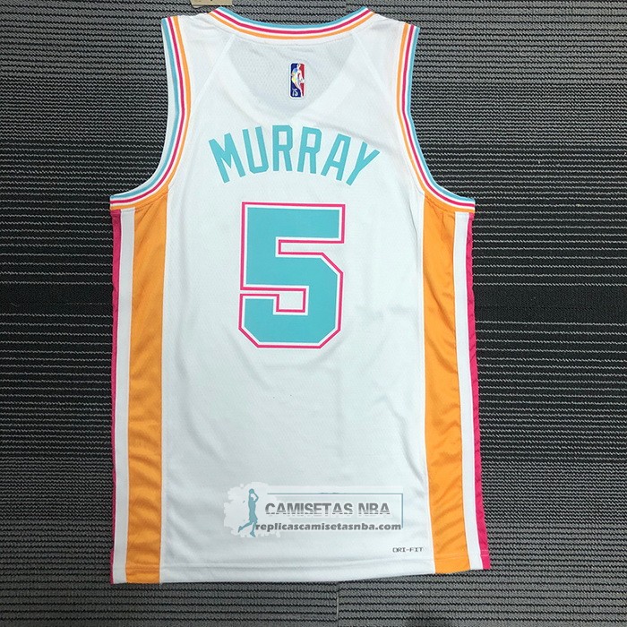 Camiseta San Antonio Spurs Dejounte Murray NO 5 Ciudad 2021-22 Blanco